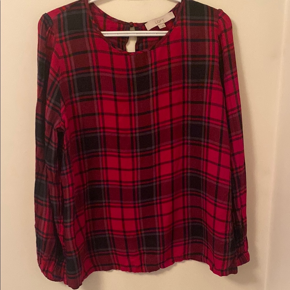 LOFT Red Plaid Women's long sleeve top.